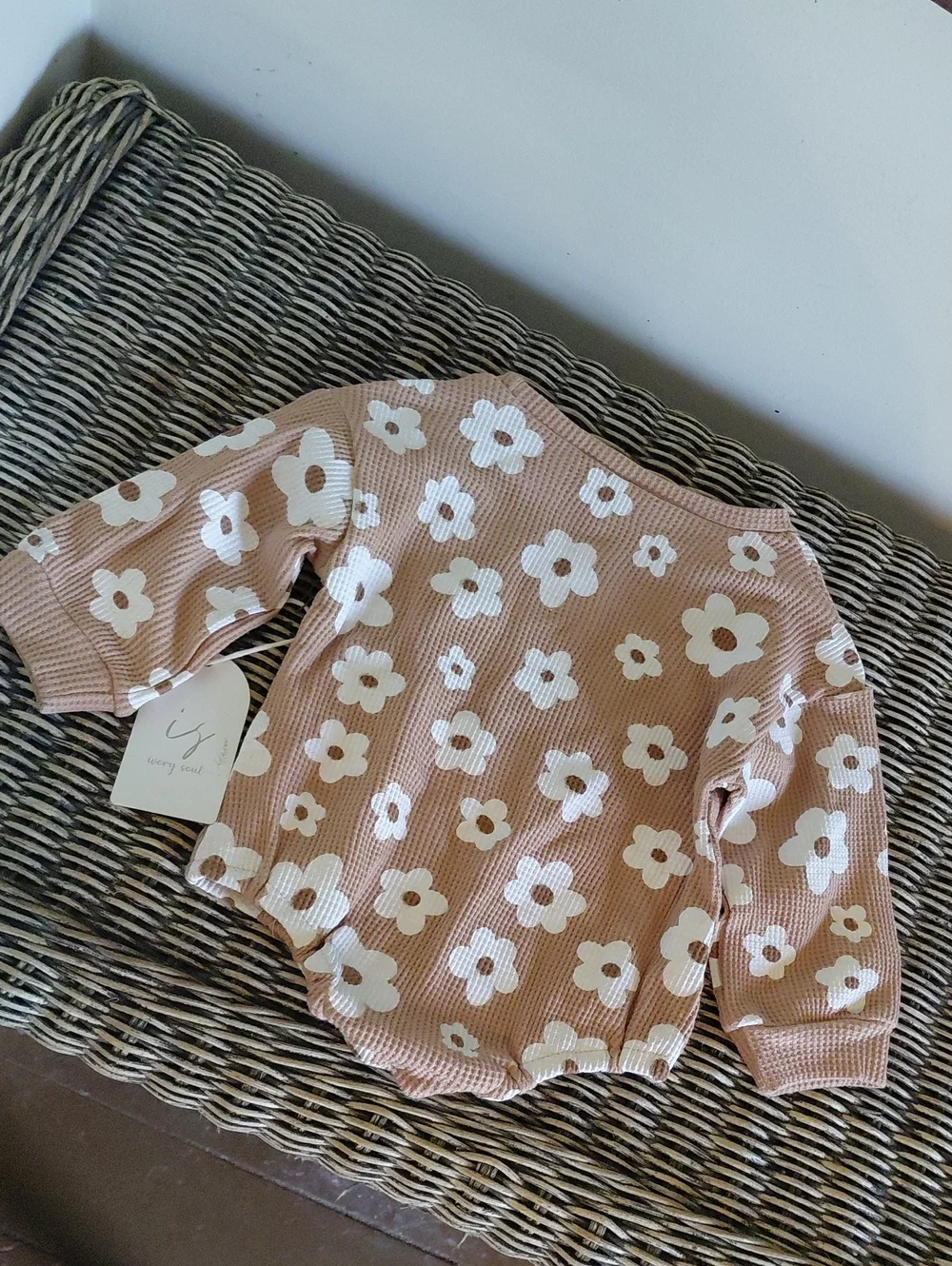 Floral Waffle Long Sleeve Onesie